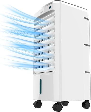 Cecotec Climatizador Evaporativo EnergySilence 3500 Cool Compact. 65 W, Depósito 3,5 L, 3 Velocidades, Oscilación de 70º, Ruedas multidireccionales, Incluye 2 Enfriadores